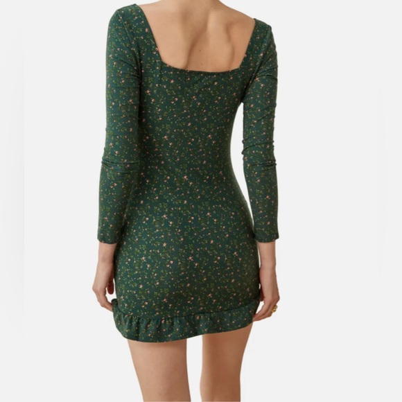 REFORMATION Anjeline Coriander Green Long Sleeve Mini Dress | Size L - Picture 10 of 10